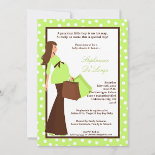 5x7 Moderne Mod Mam Shopping Baby shower Uitnodigi Kaart