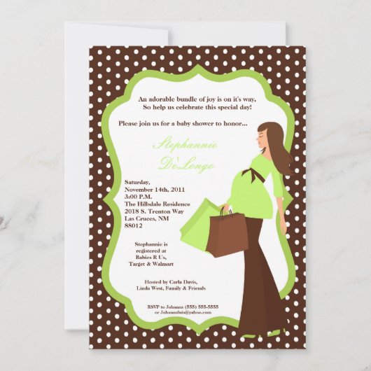 5x7 Moderne Mod Mam Shopping Baby shower Uitnodigi Kaart (Voorkant)