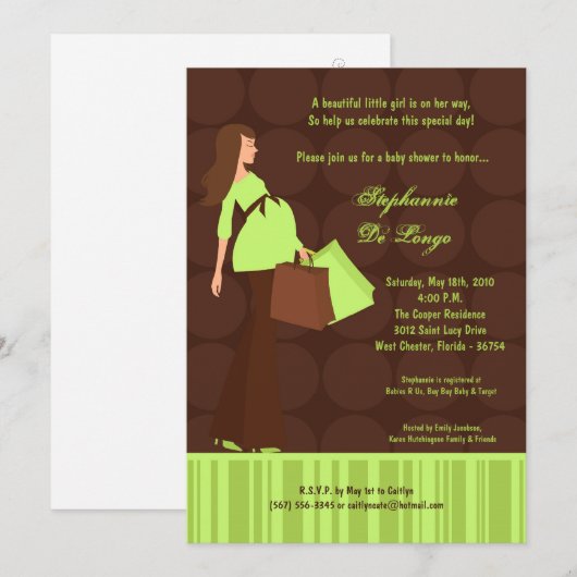 5x7 Moderne Mod Mam Shopping Baby shower Uitnodigi Kaart (Voorkant / Achterkant)