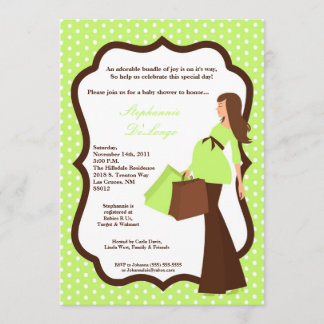 5x7 Moderne Mod Mam Shopping Baby shower Uitnodigi Kaart