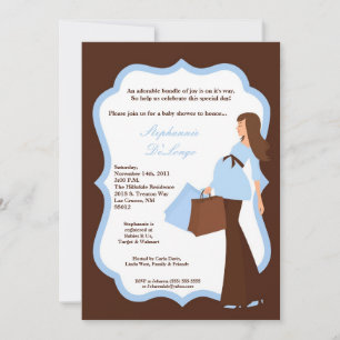 5x7 Moderne Mod Mam Shopping Baby shower Uitnodigi Kaart