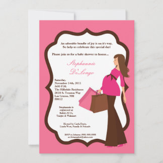 5x7 Moderne Mod Mam Shopping Baby shower Uitnodigi Kaart
