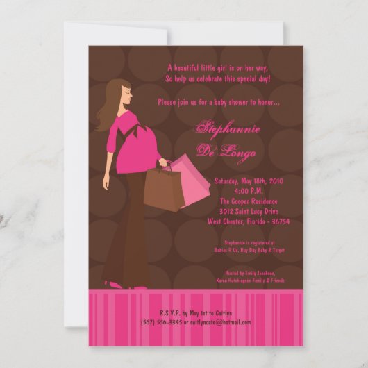 5x7 Moderne Mod Mam Shopping Baby shower Uitnodigi Kaart (Voorkant)