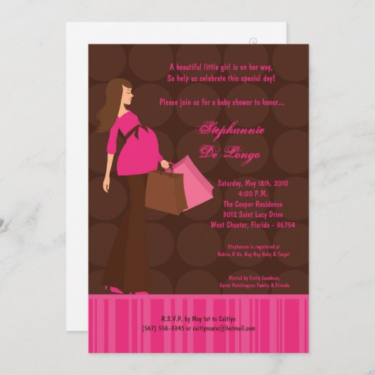 5x7 Moderne Mod Mam Shopping Baby shower Uitnodigi Kaart (Voorkant / Achterkant)