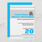 5x7 Moderne Neon Blauwe Streep Bruiloft Uitnodigin Kaart (Voorkant / Achterkant)