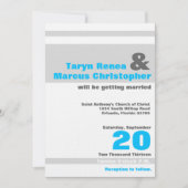 5x7 Moderne Neon Blauwe Streep Bruiloft Uitnodigin Kaart (Voorkant)