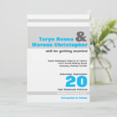 5x7 Moderne Neon Blauwe Streep Bruiloft Uitnodigin Kaart (Staand voorkant)