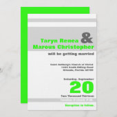 5x7 Moderne Neon Groene Streep Bruiloft Uitnodigin Kaart (Voorkant / Achterkant)