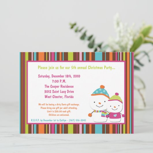 5x7 Moderne Snowman-kerstfeestdag Kaart (Staand voorkant)