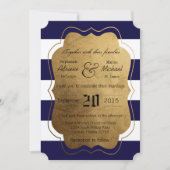 5x7 moderne streep marine witte bruiloft uitnodigi kaart (Voorkant)