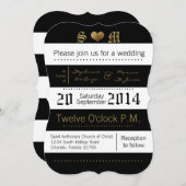 5x7 moderne streep zwart wit bruiloft uitnodiging (Voorkant / Achterkant)