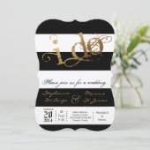 5x7 moderne streep zwart wit bruiloft uitnodiging (Staand voorkant)