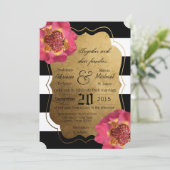 5x7 moderne streep zwart wit bruiloft uitnodiging (Staand voorkant)