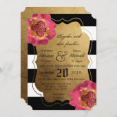 5x7 moderne streep zwart wit bruiloft uitnodiging (Voorkant / Achterkant)