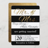 5x7 moderne streep zwart wit bruiloft uitnodiging (Voorkant / Achterkant)