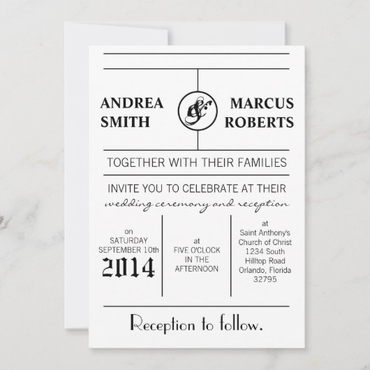 5x7 moderne typografie krantenpapier bruiloft uitn kaart (Voorkant)