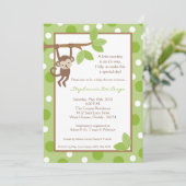 5x7 Monkey Oerwoud Safari Baby shower Uitnodiging (Staand voorkant)