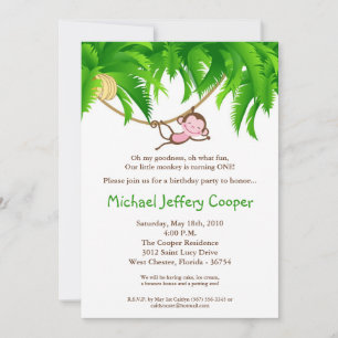 5x7 Monkey Oerwoud Safari Birthday Party Invitatio Kaart