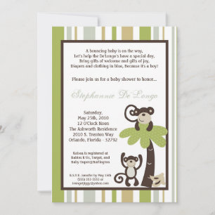5x7 Monkey Time Zoo Animal Baby shower Invitation Kaart