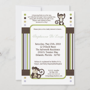 5x7 Monkey Time Zoo Animal Baby shower Invitation Kaart