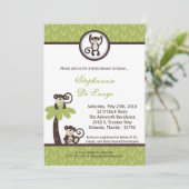 5x7 Monkey Time Zoo Animal Baby shower Invitation Kaart (Staand voorkant)