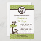 5x7 Monkey Time Zoo Animal Baby shower Invitation Kaart (Voorkant / Achterkant)