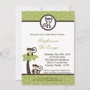 5x7 Monkey Time Zoo Animal Baby shower Invitation Kaart