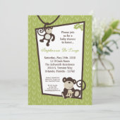 5x7 Monkey Time Zoo Animal Baby shower Invitation Kaart (Staand voorkant)