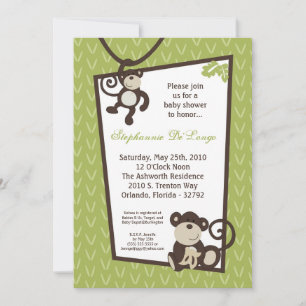 5x7 Monkey Time Zoo Animal Baby shower Invitation Kaart