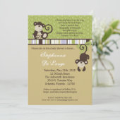 5x7 Monkey Time Zoo Animal Baby shower Invitation Kaart (Staand voorkant)