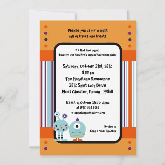 5x7 Monster Bash Halloween Feestuitnodiging Kaart (Voorkant)
