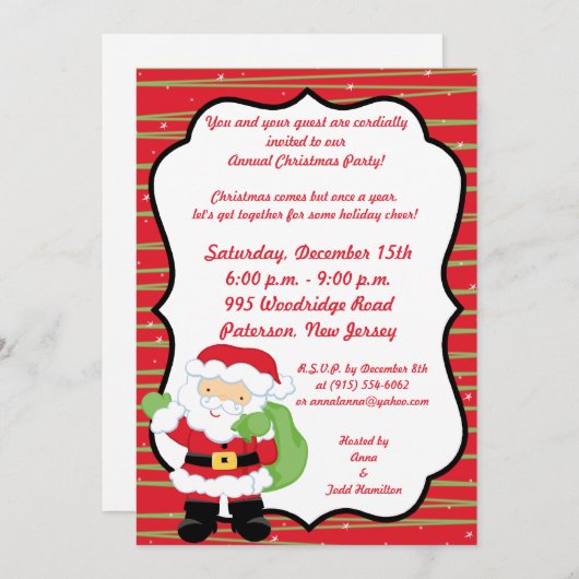 5x7 Mr. en mevrouw Claus Kerstparty Uitnodiging (Voorkant / Achterkant)