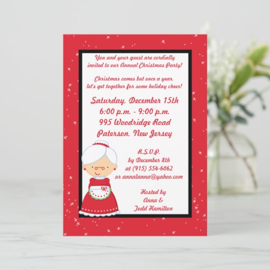 5x7 Mr. en mevrouw Claus Kerstparty Uitnodiging (Staand voorkant)