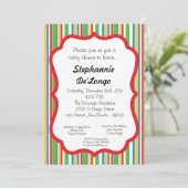 5x7 Multi-Colored Striped Baby shower Uitnodiging (Staand voorkant)