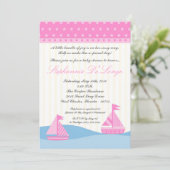 5x7 Naut Sail Boat Whale Baby shower Uitnodiging (Staand voorkant)