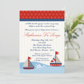 5x7 Nautical Sail Boat Whal Baby shower Invitation Kaart (Staand voorkant)
