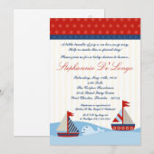5x7 Nautical Sail Boat Whal Baby shower Invitation Kaart (Voorkant / Achterkant)
