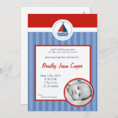 5x7 Nautilus Zeilboot FOTO Geboorteaankondiging Aankondiging (Voorkant / Achterkant)