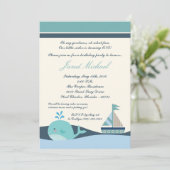 5x7 nautische zeilboot walvisverjaardag uitnodigin kaart (Staand voorkant)