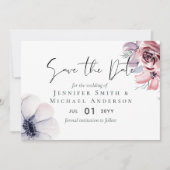 5x7 Navy Blauwe Koraal Bloemige Save the Dates (Voorkant)