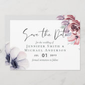 5x7 Navy Blauwe Koraal Bloemige Save the Dates (Voorkant / Achterkant)