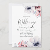 5x7 Navy Blue Coral Floral Script Weduwset (Voorkant)