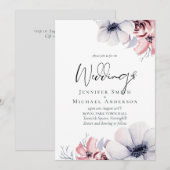 5x7 Navy Blue Coral Floral Script Weduwset (Voorkant / Achterkant)