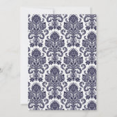 5x7 Navy Blue Damask Lace Wedding Invitation Kaart (Achterkant)
