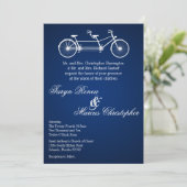 5x7 Navy Blue Double Bike Wedding Invitation Kaart (Staand voorkant)