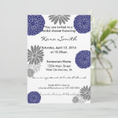 5x7 Navy Blue & Grey Bridal Shower Invitation Kaart (Staand voorkant)