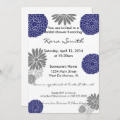 5x7 Navy Blue & Grey Bridal Shower Invitation Kaart (Voorkant / Achterkant)