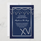 5x7 Navy Diamond Quinceanera Verjaardag Uitnodigin Kaart (Voorkant)