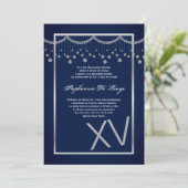 5x7 Navy Diamond Quinceanera Verjaardag Uitnodigin Kaart (Staand voorkant)