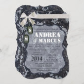 5x7 NAVY DIGITAL Uniform Camo Wedding Invitation Kaart (Voorkant / Achterkant)